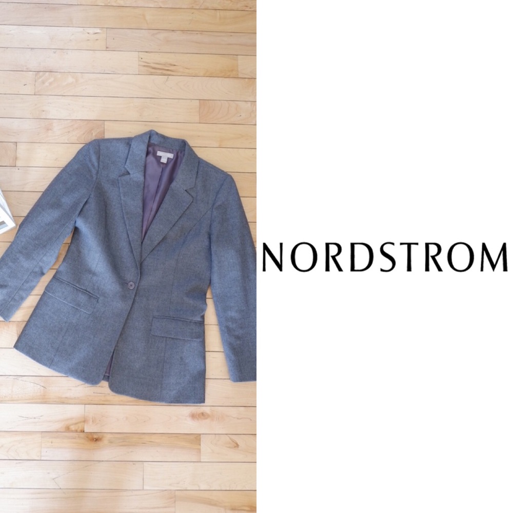 💯Wool Nordstrom Single Button Blazer Gray size 6